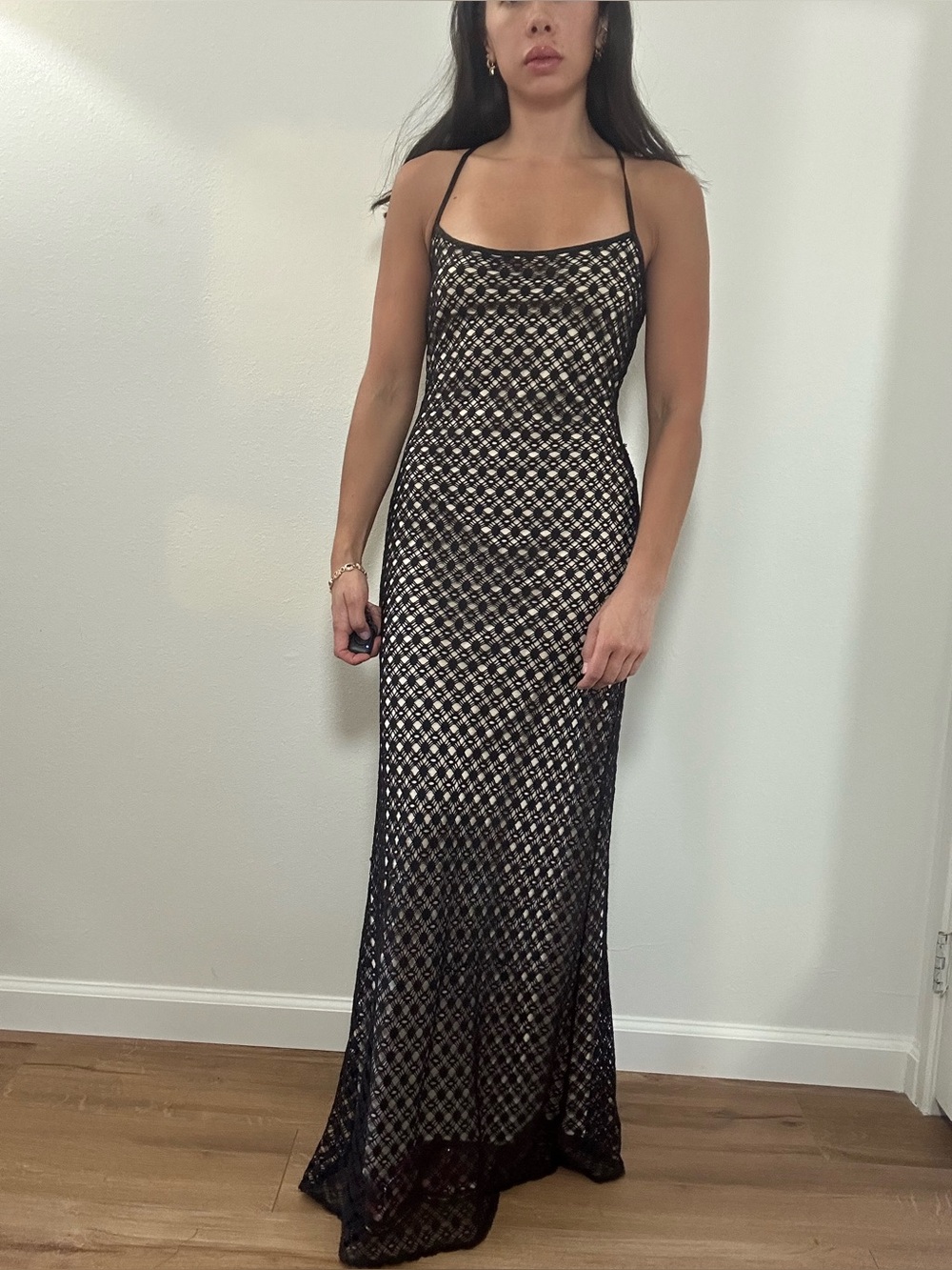 Laundry By Shelli Segal vintage 90’s Black Lace Maxi Dress Evening Dress Size S - Picture 9 of 16